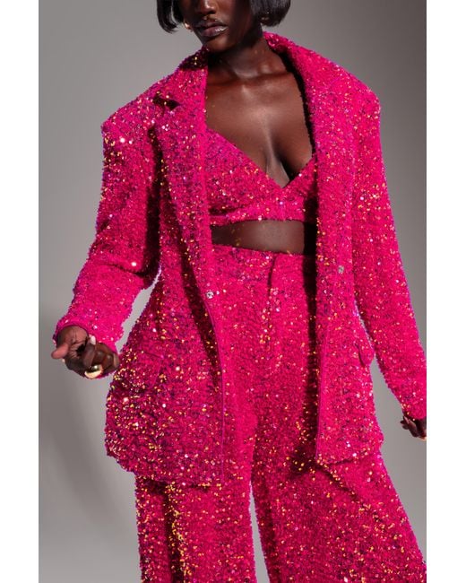 Ofuure Red Liza Sequin Bra Top