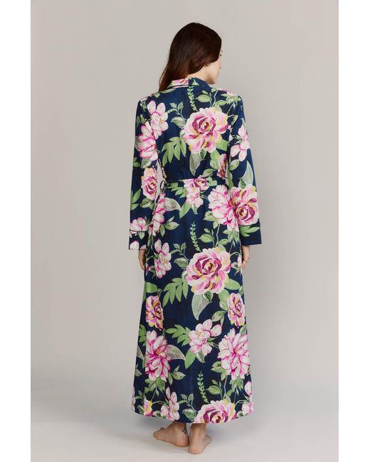 Kato Blue Matador Peonies Cotton Robe