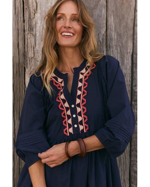 Adrift Clothing Blue Elodie Smock Dress