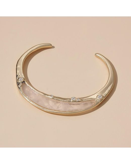 Rare Matters Jewelry Metallic Gemstone Inlay Bangle Cuff