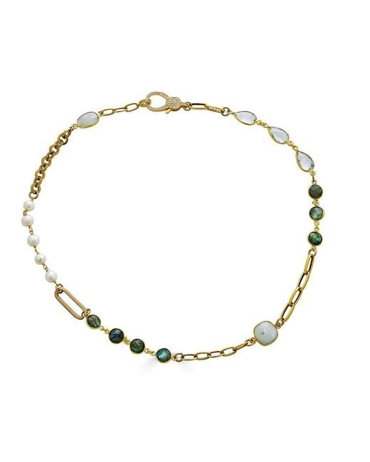 Loni Paul Jewelry Metallic Moonstone, Labradorite, Crystal & Pearl Short Necklace
