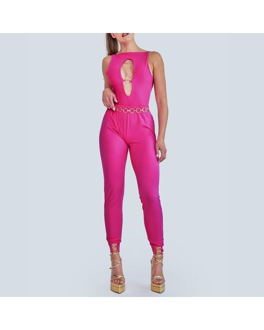 ANTONINIAS Red Sistine Elegant Pants With Golden Details