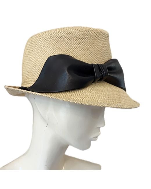 Misa Harada Millinery Black Neutrals Sandy Natural Panama Straw Hat