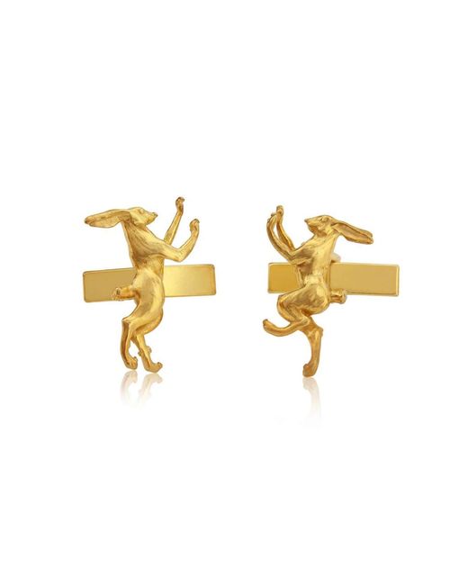 Simon Kemp Jewellers Metallic Boxing Hares Cufflinks Eighteen Carat On Sterling for men