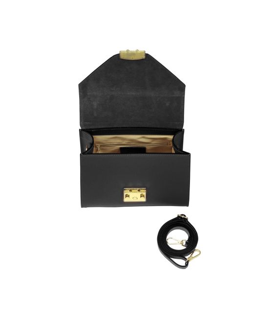 Le Parmentier Black Peggy Leather Top Handle Satchel Bag