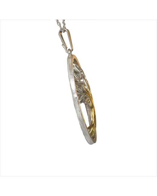 Simon Kemp Jewellers Metallic Domed Tree Of Life Pendant Eighteen Carat On Solid Sterling