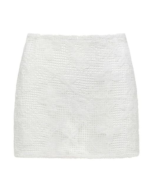 Montce White Margarita Floral Lace Micro Skirt