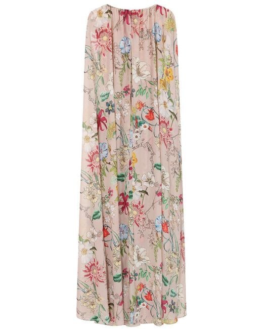 Frock and Frill Multicolor Neutrals Melia Floral Print Cape Sleeve Maxi Dress