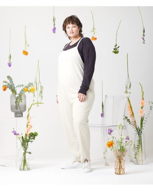 Known Supply White Neutrals Adjustable Cotton Overalls