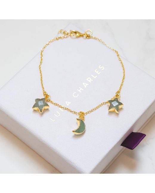 Luna Charles Metallic Amelia Aventurine Star & Moon Charm Bracelet