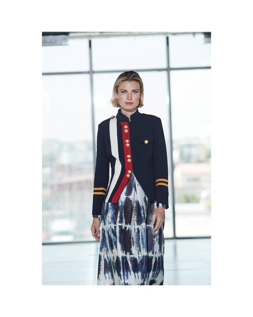 The Extreme Collection Blue Military Jacket With Epaulets And Buttons