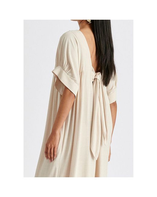 Paisie Natural Neutrals Relaxed Fit Wide Leg Jumpsuit With Belt