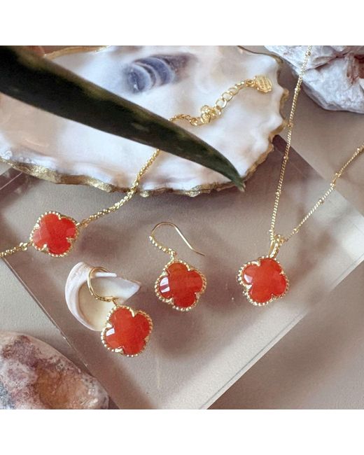 Azuni London Orange Tyche Gemstone Earrings Carnelian