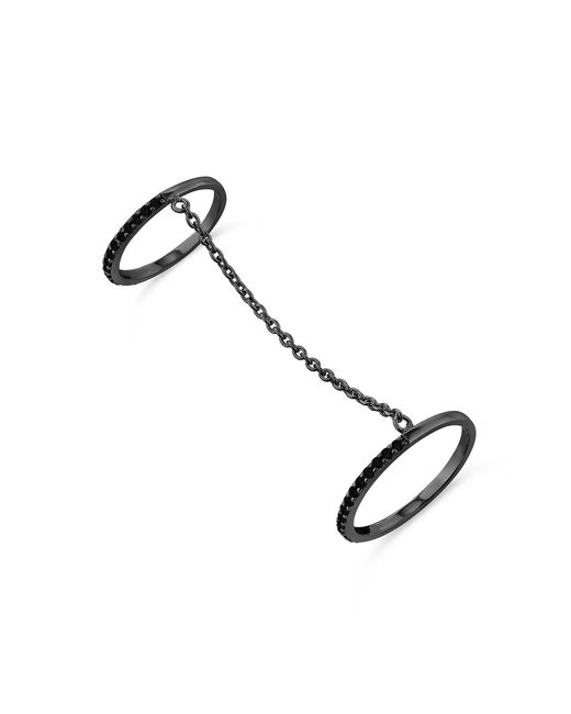SALLY SKOUFIS Metallic Highbeam Duo Ring With Made Diamonds