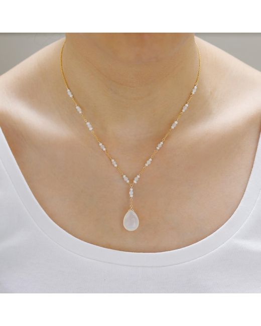 MOUNIR LONDON White Moonstone Drop Necklace