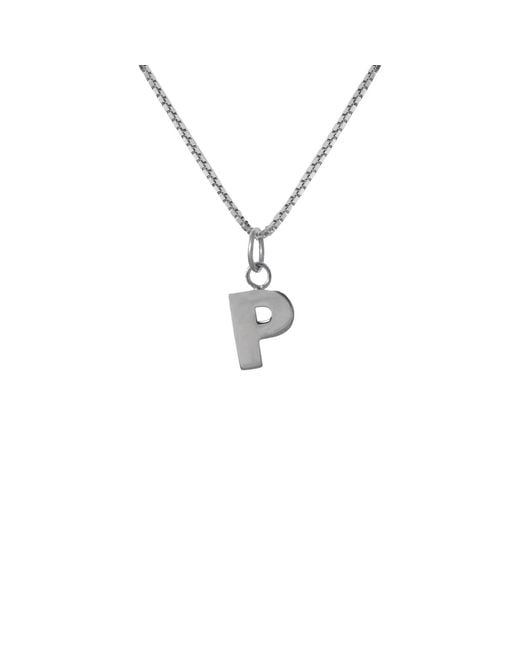 Edge Only Metallic Letter Pendant "P" Initial Necklace Sterling for men