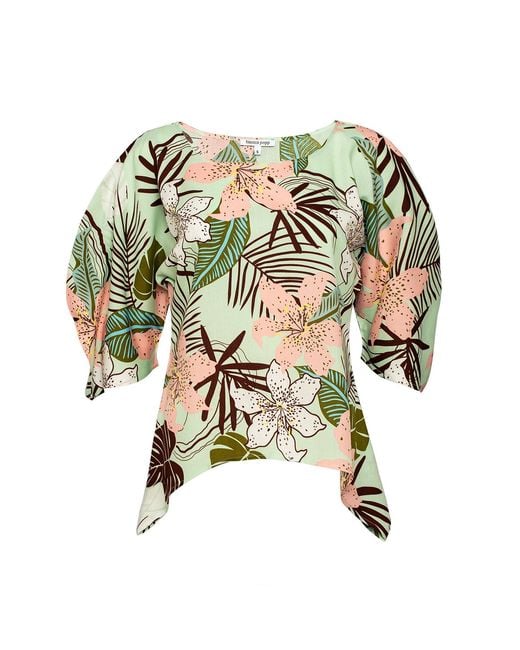 Bianca Popp Green Puff Blouse With Flaps