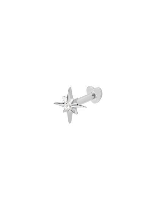 Vanhi White 14K Solid Lab-Grown Diamond North Star Flat Back Stud