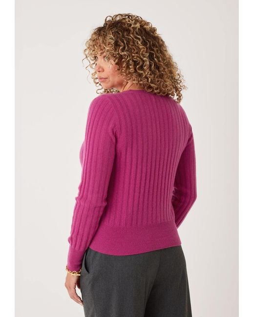Loop Cashmere Pink Cashmere Wide Rib Cardigan