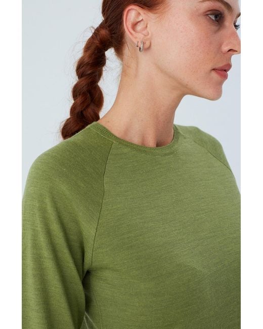 Peraluna Green Vanessa Slit Detailed Asymmetric Fine Pullover
