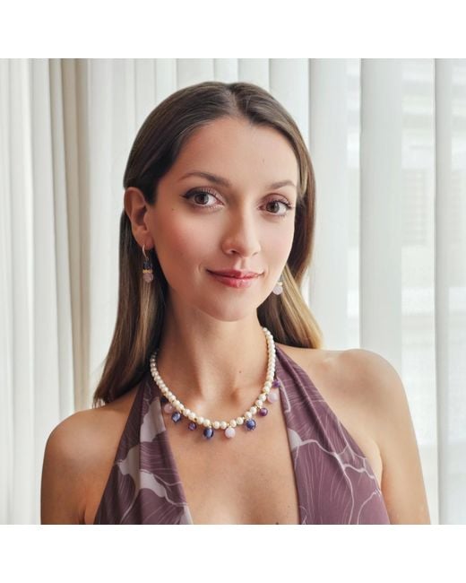 Farra Blue Amethyst With Berry Dangle Earrings