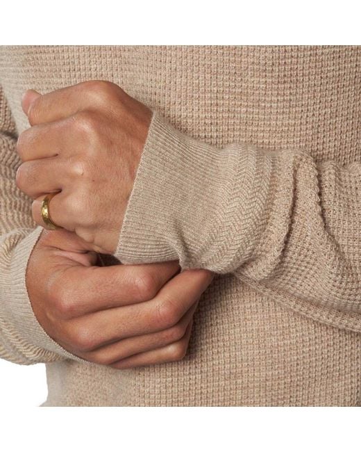 Weston Jon Boucher Natural Valen Waffle Knit Cashmere And Wool Fitted Lightweight Sweater for men