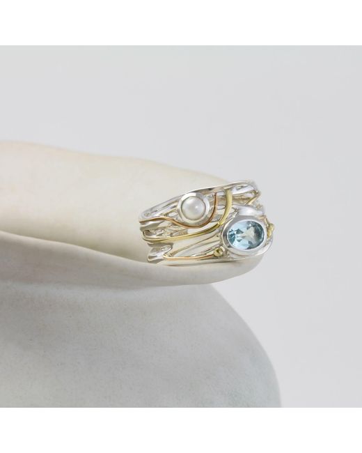 Isla Silver White Topaz & Freshwater Pearl Statement Ring