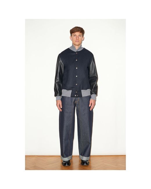 Hegarty Blue Varsity Bomber Jacket for men