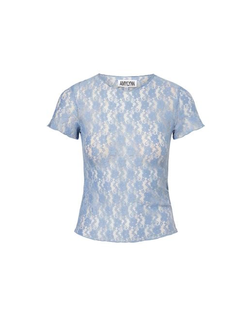 Amy Lynn Blue Orla Floral Lace Top