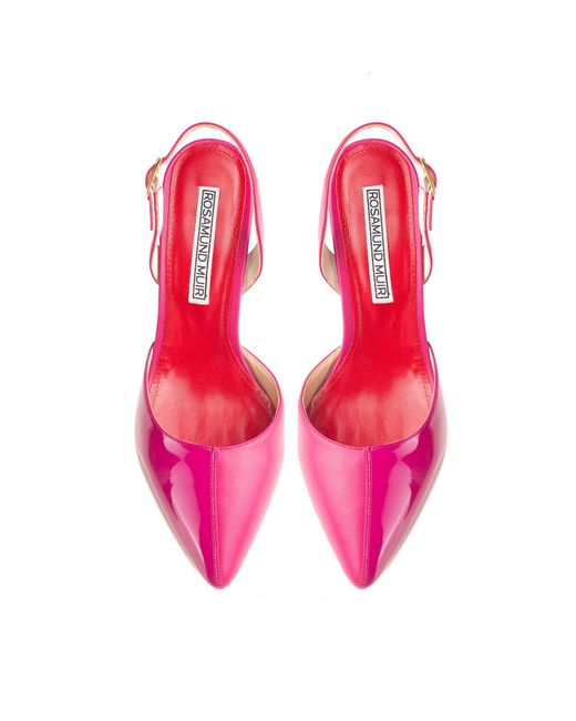 Rosamund Muir London Pink Augusta Fuchsia Duo-Texture Slingback Heels