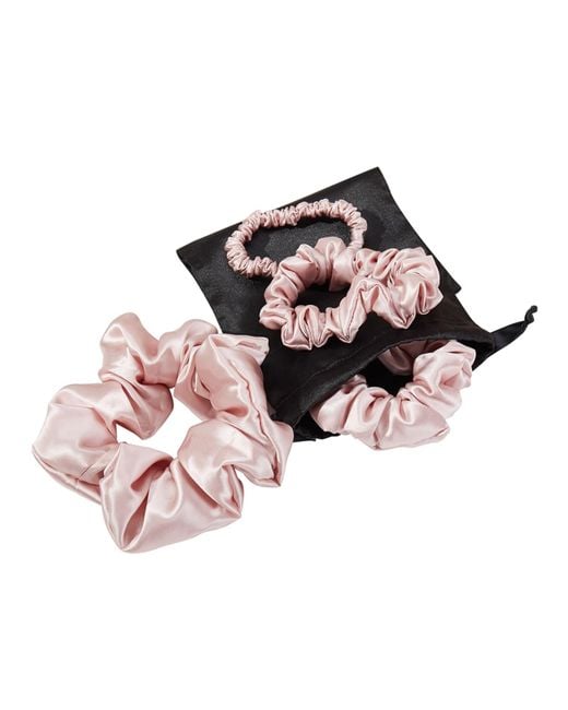 Soft Strokes Silk Red Set Of Four Pure Mulberry Silk Scrunchies