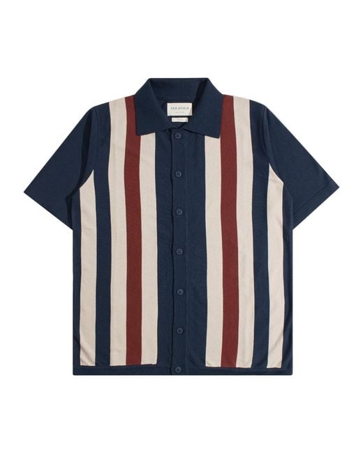 Far Afield Blue Velzy Simple Stripe Knit Shirt for men