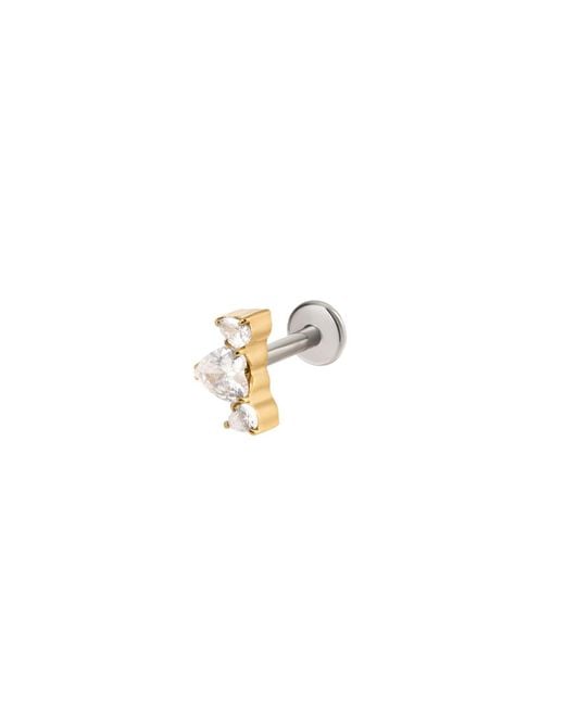 Vanhi Metallic Curved Crystal Threadless Flat Back Titanium Cartilage Stud