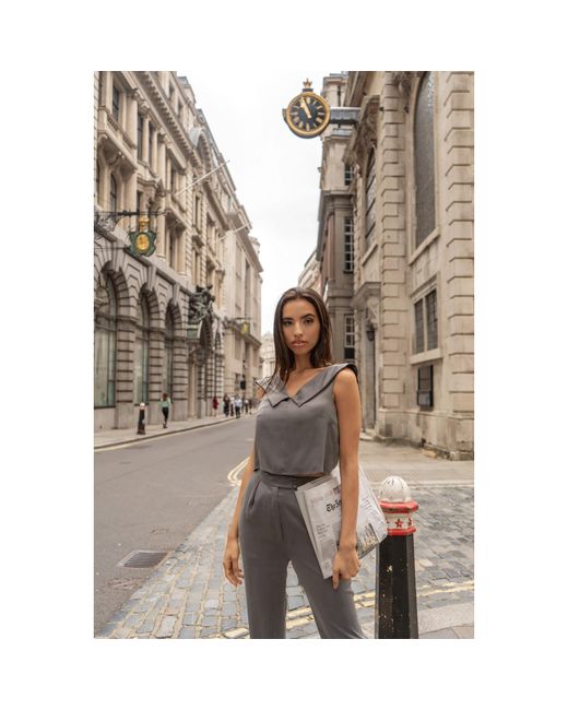 Femponiq Gray Viscose & Cupro Blend Pants