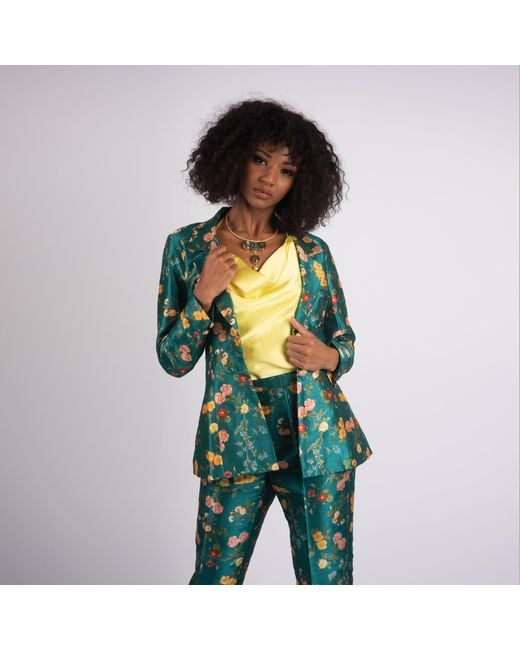 Richa Sharma Green Single Breasted Tailored Blazer Jacket