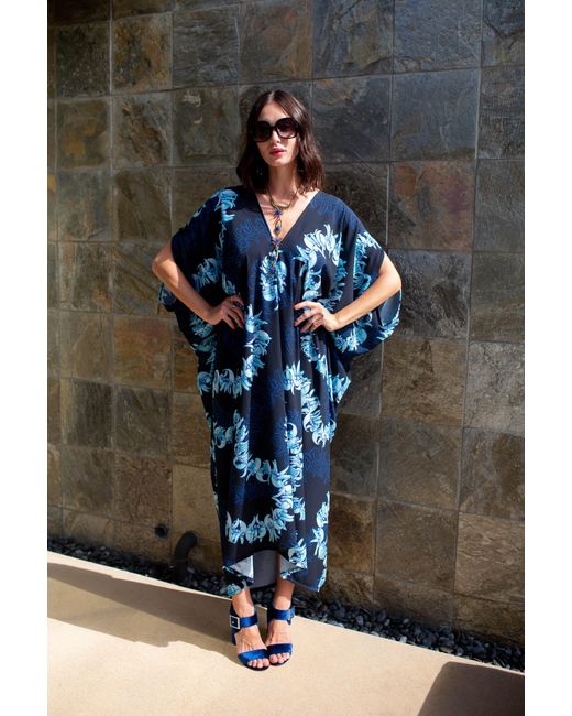 Jennafer Grace Blue Nebula Lei Caftan