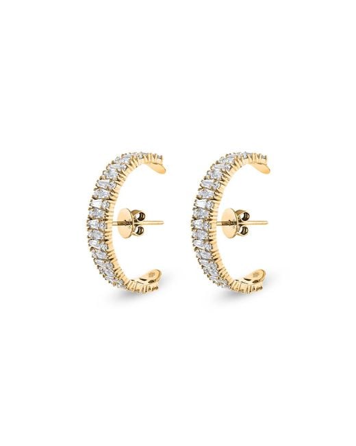 SALLY SKOUFIS Metallic Culture Earrings With Made Cz Diamond Stimulant