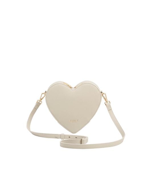 Fable England White Neutrals Heart Crossbody Bag