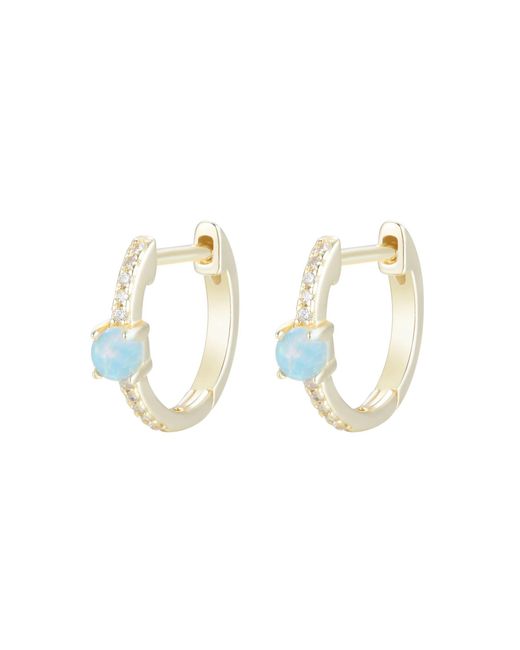 KAMARIA Metallic Opal And Crystal Huggie Earrings