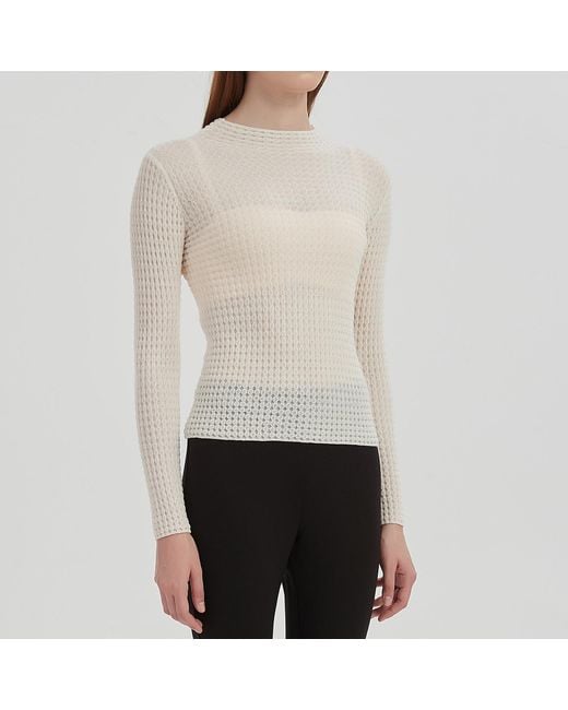 NUAJE NUAJE Gray Textured Merino Wool Mock Neck