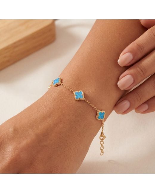Latelita London Blue Clover Flowers Bracelet Opal