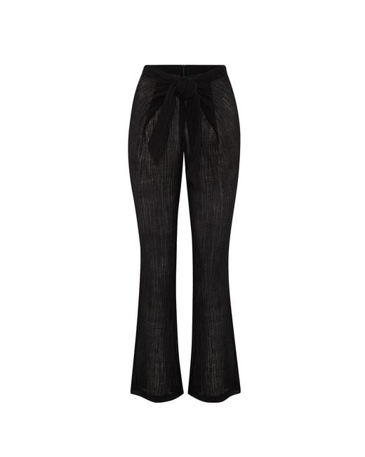 The Summer Edit Black Livi Crinkle Linen Trouser