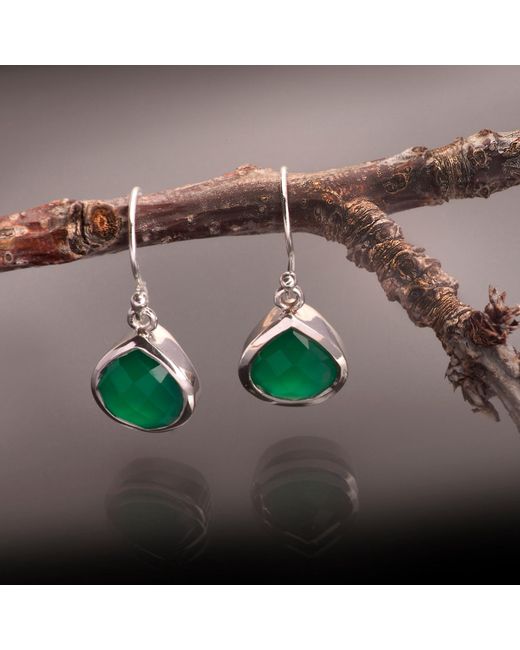 The Jewellery Store London Green Pear-Shaped Onyx Earrings