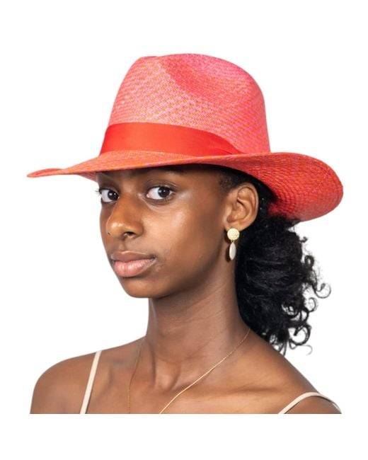 ORTUS Pink Pinuela Straw Panama Hat
