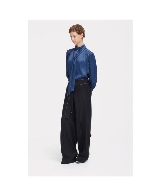 Julia Allert Blue Silk Organza Tie Front Shirt –