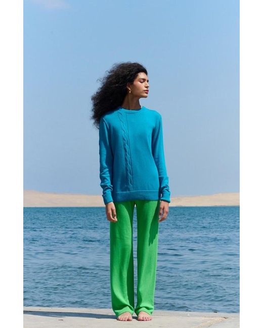 La Granni Blue Cable Crewneck