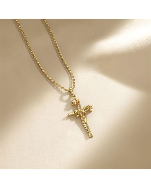 Vanimy Metallic Floral Cross January Snowdrop Birth Flower Necklace