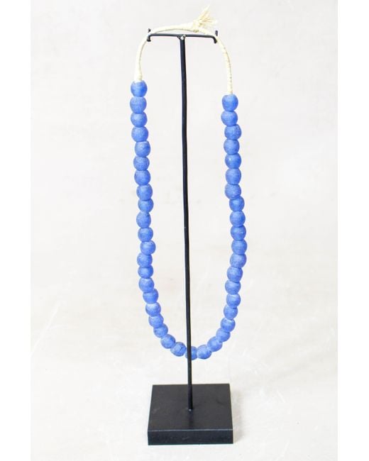 Botanical Boys Blue Ghana Glass Beads Necklace
