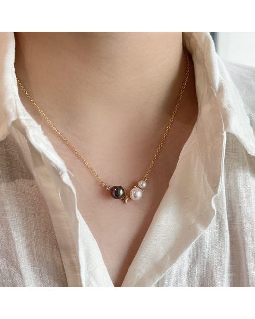 Ninemoo Metallic Eclipse Pearl Necklace