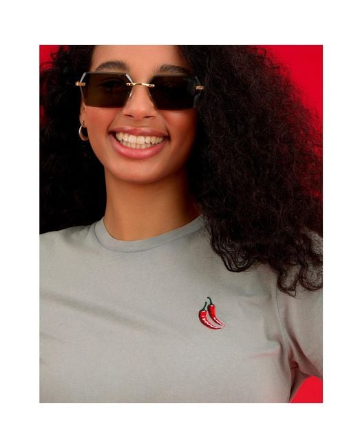 INGMARSON Gray Chilli Embroidered Organic Cotton T-Shirt